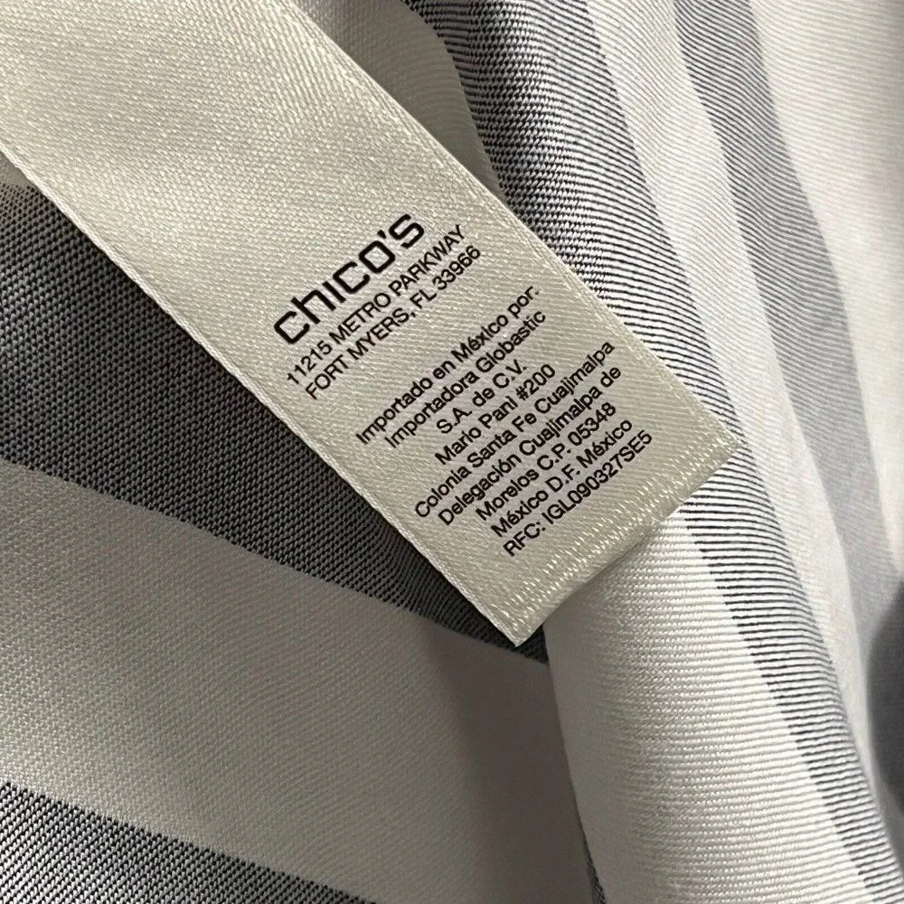 Chico’s Shirt WMNS XL Blue Horizontal-Stripe Beatrice Button Up Coastal Nautical